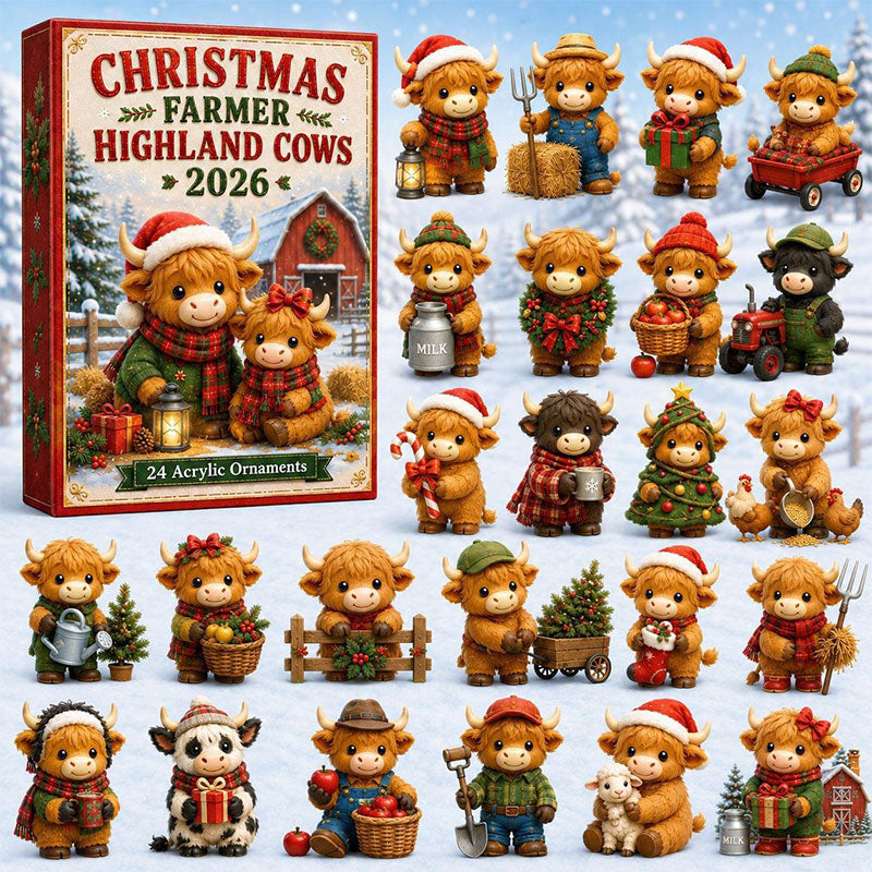 🐮24 Days Highland Cow Acrylic Ornament Advent Calendar