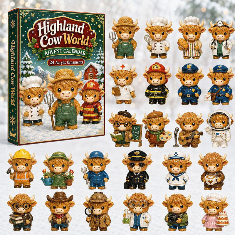 🐮24 Days Highland Cow Acrylic Ornament Advent Calendar