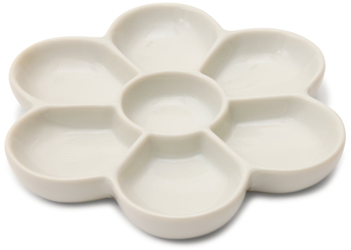 Japanese Daisy Shaped Bone China Ceramic Palette, Umezara