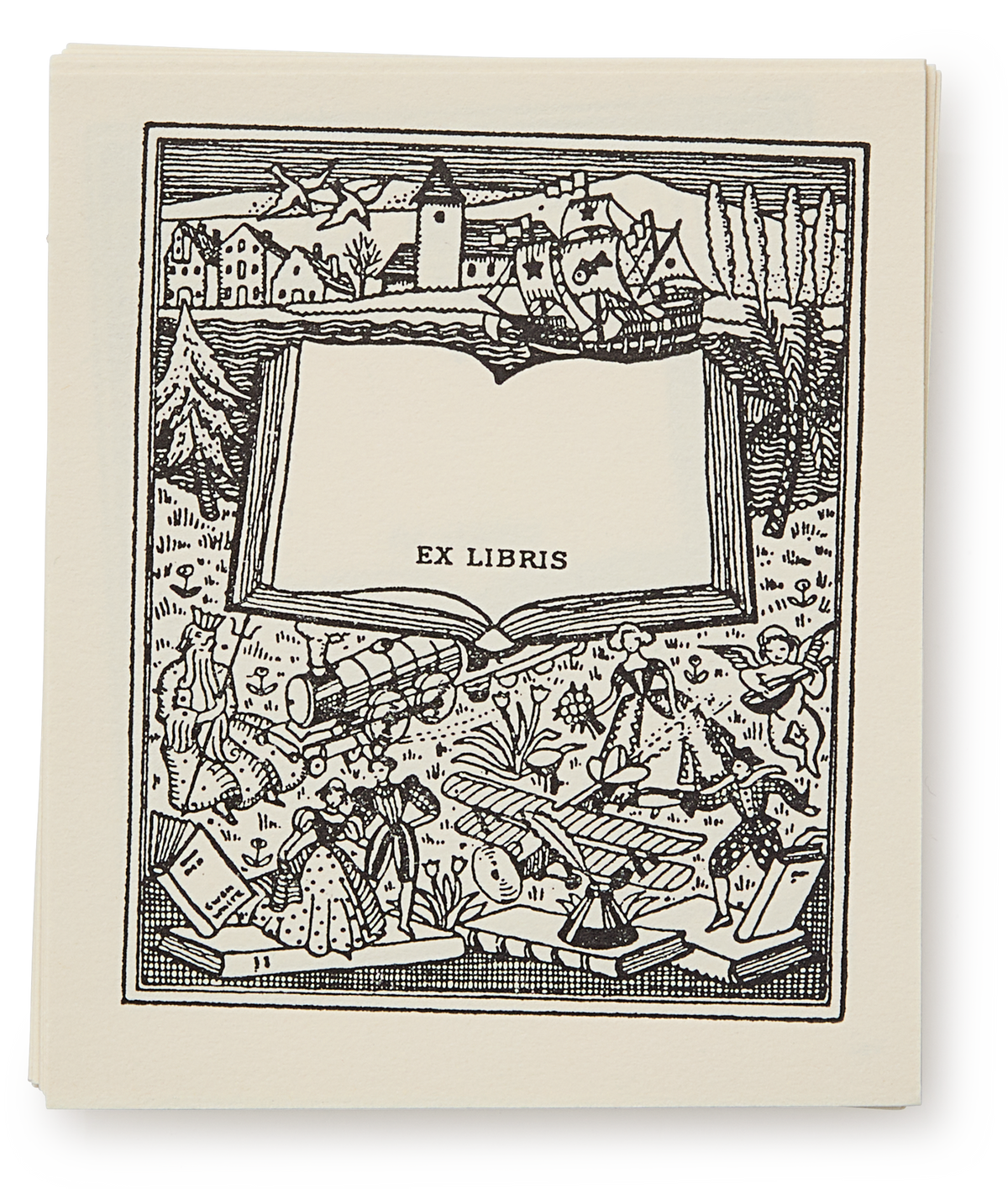 Letterpress Ex Libris Open Book, Pack of 10