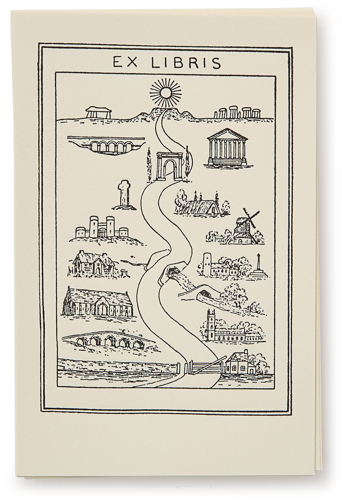 Letterpress Ex Libris Road, Pack of 10