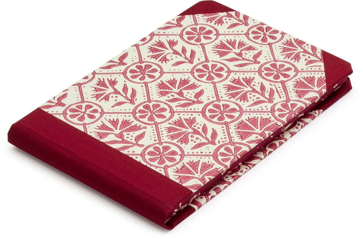 Sewn Bound Woodblock Pocket Sketchbook, Red Carnations